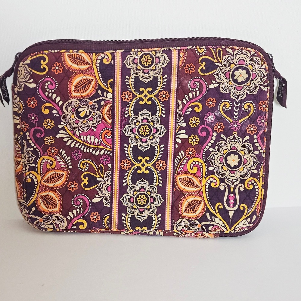 Vera Bradley Safari Sunset Quilted Laptop Sleeve Purple Paisley Tech Case 14x11